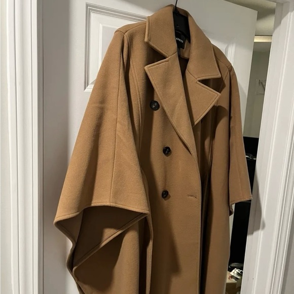 Express Fringe Belted Poncho Coat Butterscotch Camel Women Size M/L $248 - Picture 3 of 11